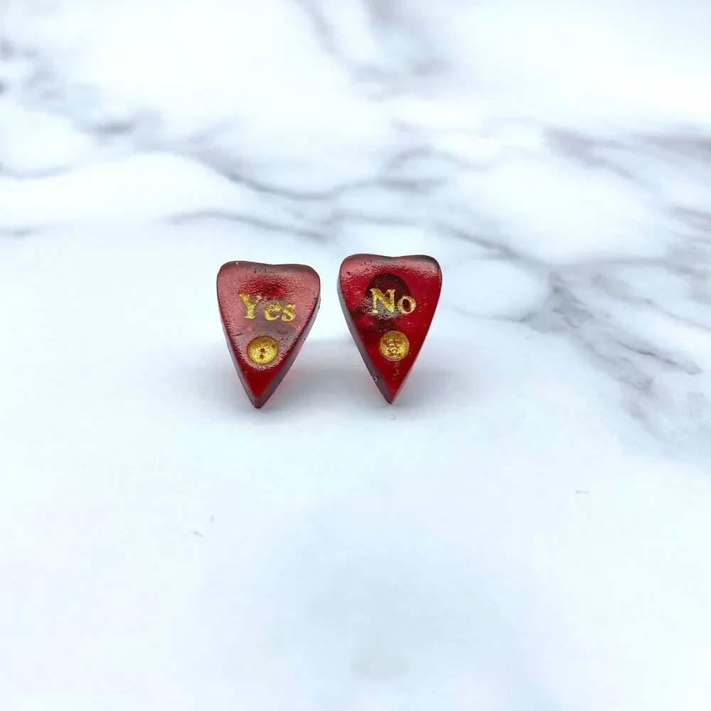 Blood Red Ouija Planchette Earrings